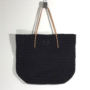 MERONA Beach Straw Tote Bag NEW in Black D32